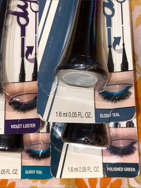 4 MASTER DUO LIQUID EYELINER Green Teal x2 Violet NIP Maybeline